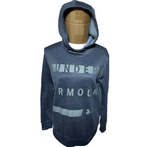 Under Armour Hoodie Sweatshirt Womens Medium Blue Fleece Lined Coldgear Pullover